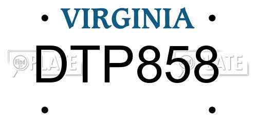 DTP858 Virginia License Plate