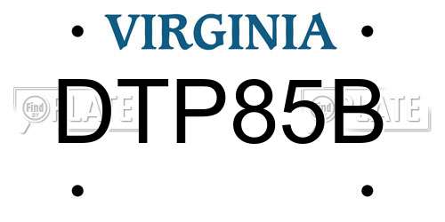 DTP85B Virginia License Plate