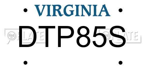 DTP85S Virginia License Plate