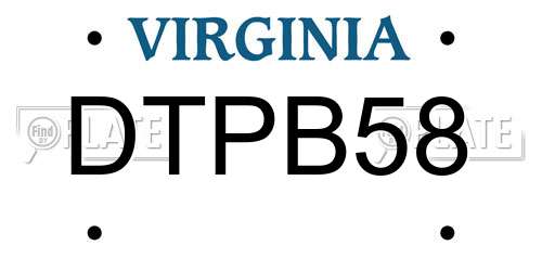 DTPB58 Virginia License Plate