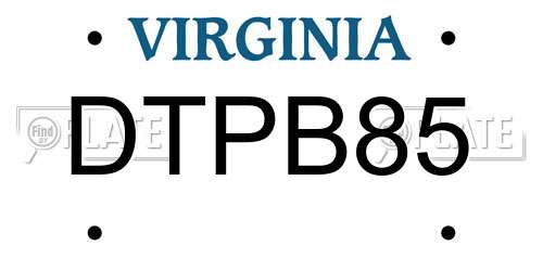 DTPB85 Virginia License Plate