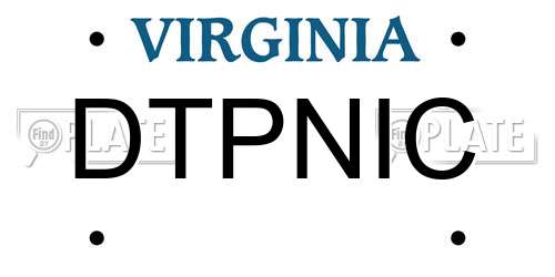 DTPNIC Virginia License Plate
