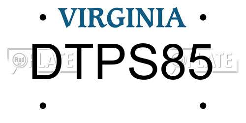 DTPS85 Virginia License Plate