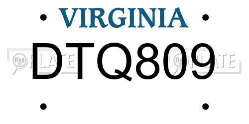 DTQ809 Virginia License Plate