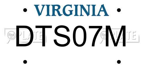 DTS07M Virginia License Plate
