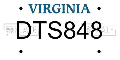 DTS848 Virginia License Plate