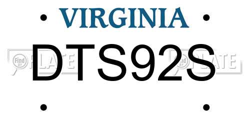 DTS92S Virginia License Plate