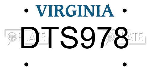 DTS978 Virginia License Plate