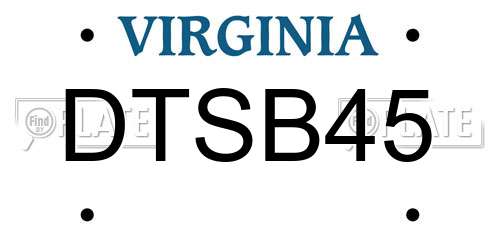 DTSB45 Virginia License Plate