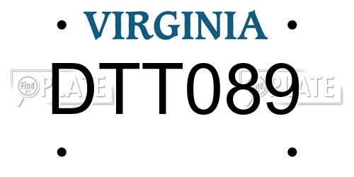 DTT089 Virginia License Plate