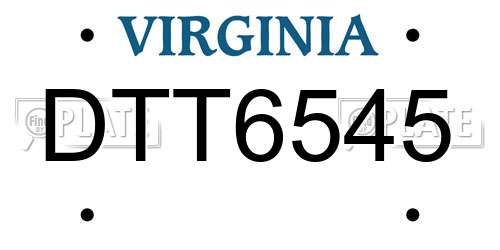 DTT6545 Virginia License Plate