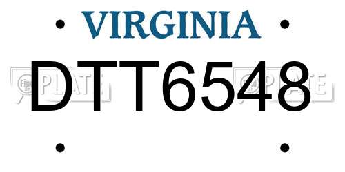 DTT6548 Virginia License Plate
