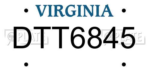 DTT6845 Virginia License Plate