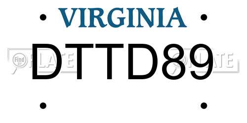 DTTD89 Virginia License Plate