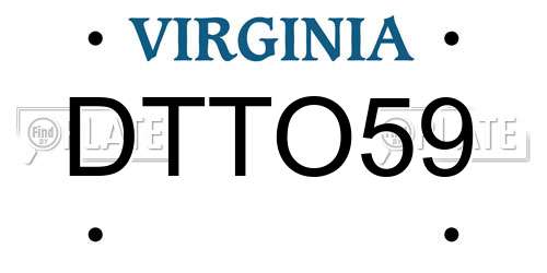 DTTO59 Virginia License Plate
