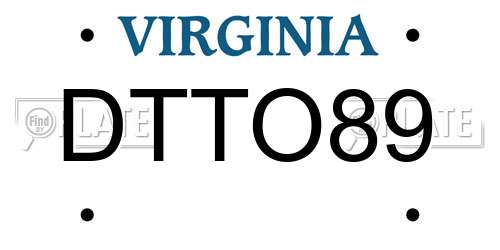 DTTO89 Virginia License Plate