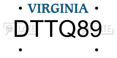DTTQ89 Virginia License Plate