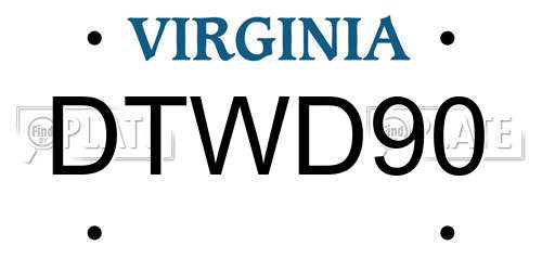 DTWD90 Virginia License Plate