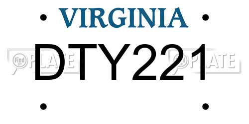 DTY221 Virginia License Plate