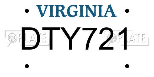 DTY721 Virginia License Plate