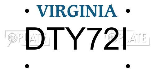 DTY72I Virginia License Plate