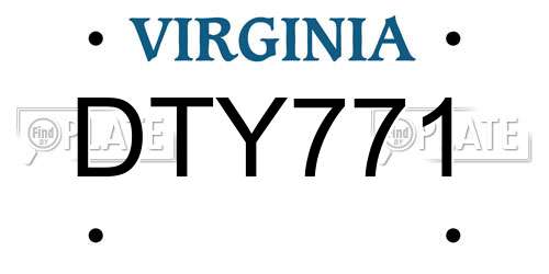 DTY771 Virginia License Plate