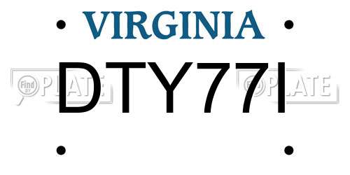 DTY77I Virginia License Plate