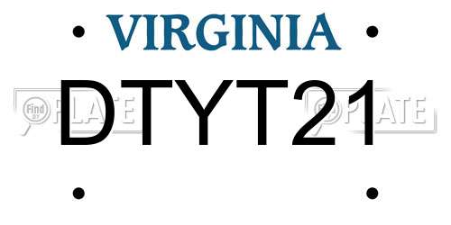 DTYT21 Virginia License Plate