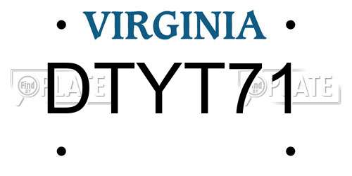 DTYT71 Virginia License Plate