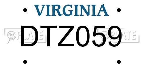 DTZ059 Virginia License Plate