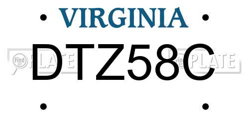 DTZ58C Virginia License Plate