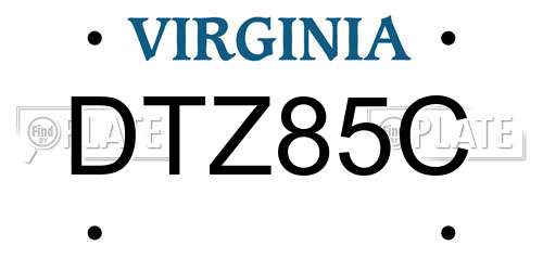 DTZ85C Virginia License Plate
