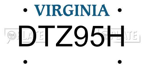 DTZ95H Virginia License Plate