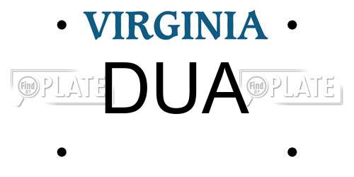 DUA Virginia License Plate