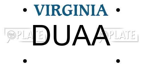 DUAA Virginia License Plate