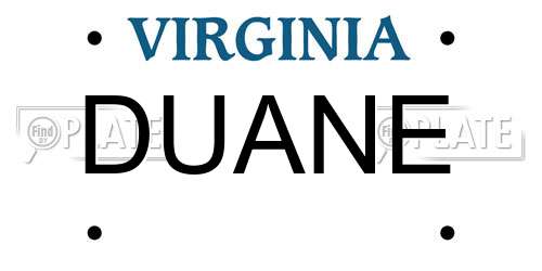 DUANE Virginia License Plate