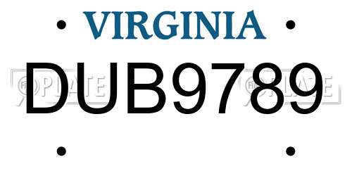 DUB9789 Virginia License Plate