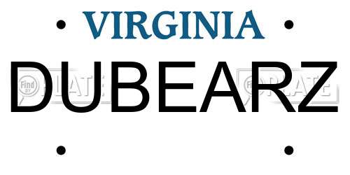 DUBEARZ Virginia License Plate