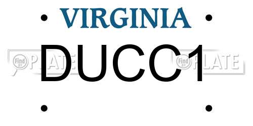 DUCC1 Virginia License Plate