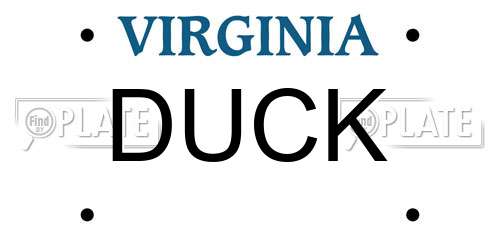 DUCK Virginia License Plate