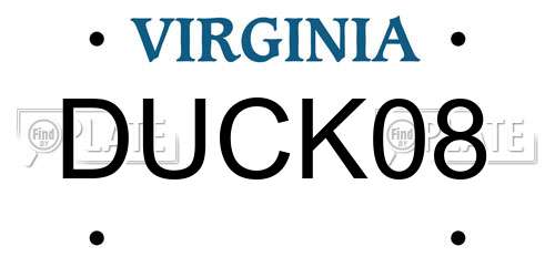 DUCK08 Virginia License Plate