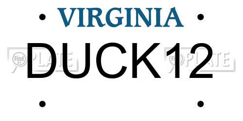 DUCK12 Virginia License Plate