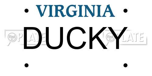 DUCKY Virginia License Plate