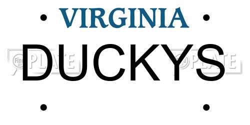 DUCKYS Virginia License Plate