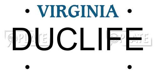 DUCLIFE Virginia License Plate