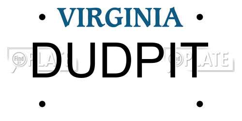 DUDPIT Virginia License Plate