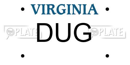 DUG Virginia License Plate
