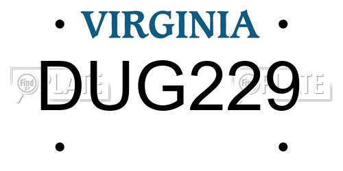 DUG229 Virginia License Plate