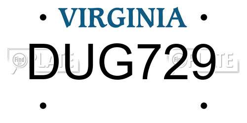 DUG729 Virginia License Plate