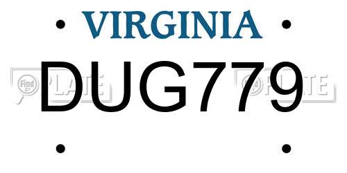 DUG779 Virginia License Plate